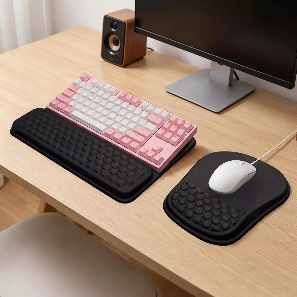 Memory Foam Keyboard & Mouse Wrist Support Set
